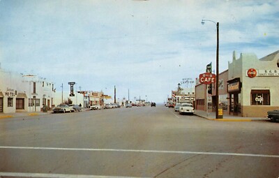 B & B Cafe Main Street Vtg Cars Street Scene  Van Horn, TX Vtg 1960's Postcard