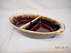 Brown Glaze Drip Divided Serving Dish Bowl USA 14G 12.25" Long Vintage Pottery — photo 3