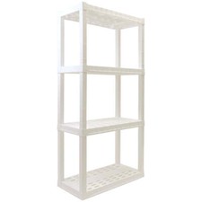 Plastic Shelf Garage Multipurpose 4-Tier 56"H x 14"D x 30"W White-400 lbs