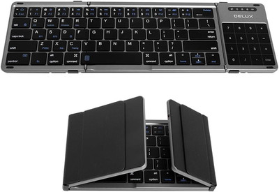 Foldable Keyboard with Touchpad and Numeric Keypad, 2.4G Wireless and Bluetooth,