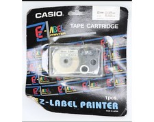 CASIO EZ-LABEL IR-18XS Printer Tape 18mm 3/4" CLEAR Tape BLACK Ink, 1pcs.