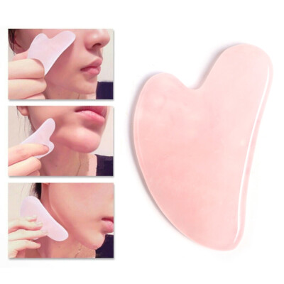 Rose Quartz Heart Scraping Tool Handmade Chinese Gua Sha Board Scraping Massage