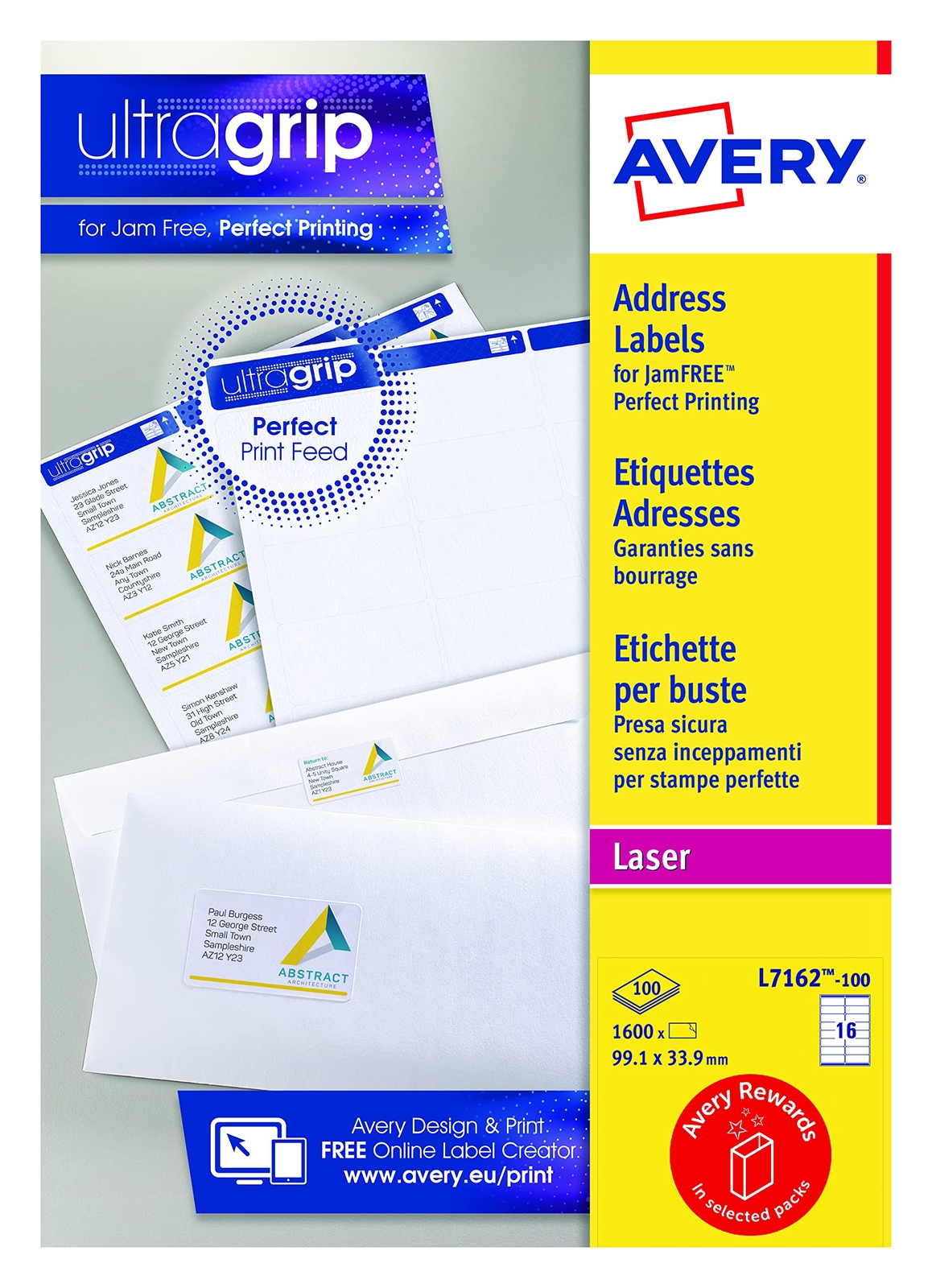 Avery Self Adhesive Address Mailing Labels, Laser Printers, 16 Labels Per A4 She