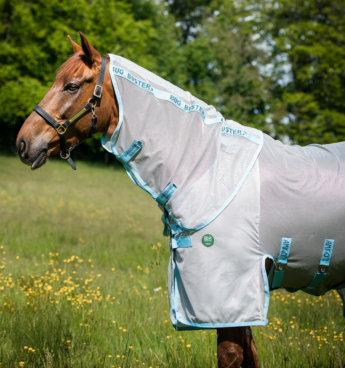 🐴 Tapis UV Anti-mouches Horseware Amigo AmEco Bug Buster, Taille 5'6 à 7'0, Argenté
