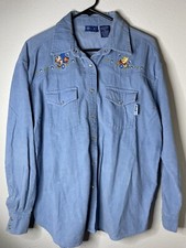 Vintage 90s Disney Winnie The Pooh Corduroy Pearl Snap Shirt Size Medium Tigger