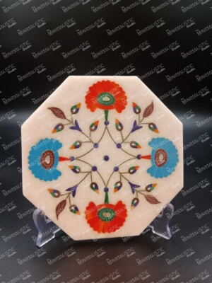 Marble Show Piece with Real Gemstone Inlay Work (Pietradura)