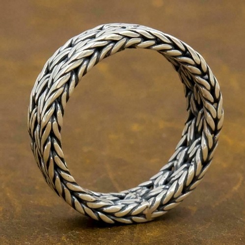 7g GEWEBTER GEFLOCHTENER STAMMESHANDWERKER MASSIVES BAND ECHT 925 STERLINGSILBER HERRENRING - Bild 3 von 12