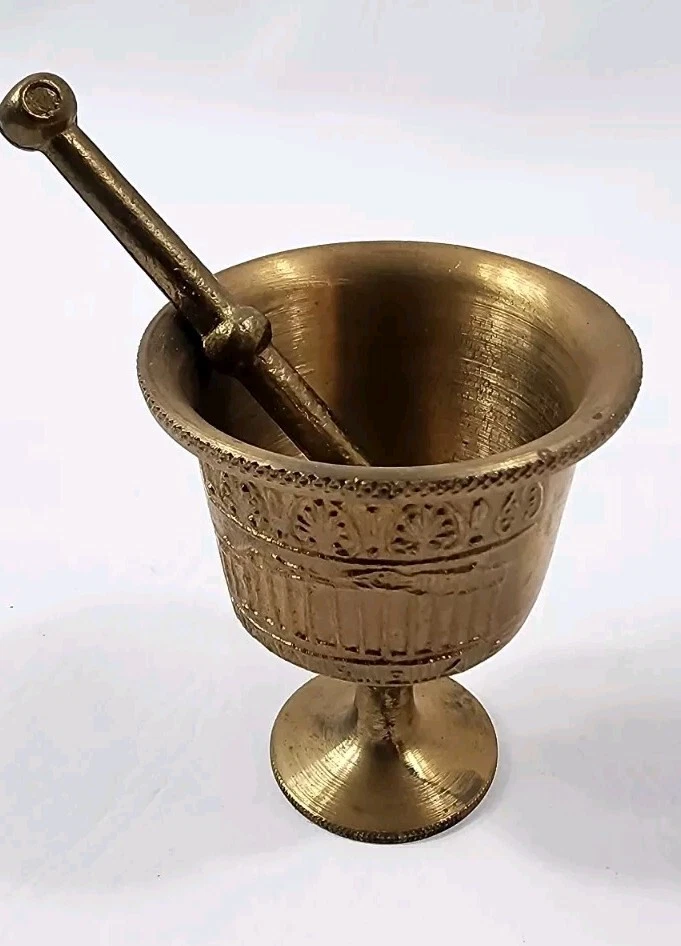 Vintage Brass Mortar And Pestle With Image Of Parthenon Handmade In Greece
Opens in a new window or