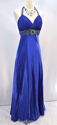 Shimmer by Bari Jay Formal Long Dress BRIDESMAID liquid GOWN royal blue  beaded 4 | eBay