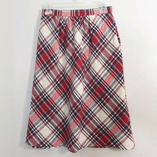 Vintage 60s Catalina plaid check midi skirt wool