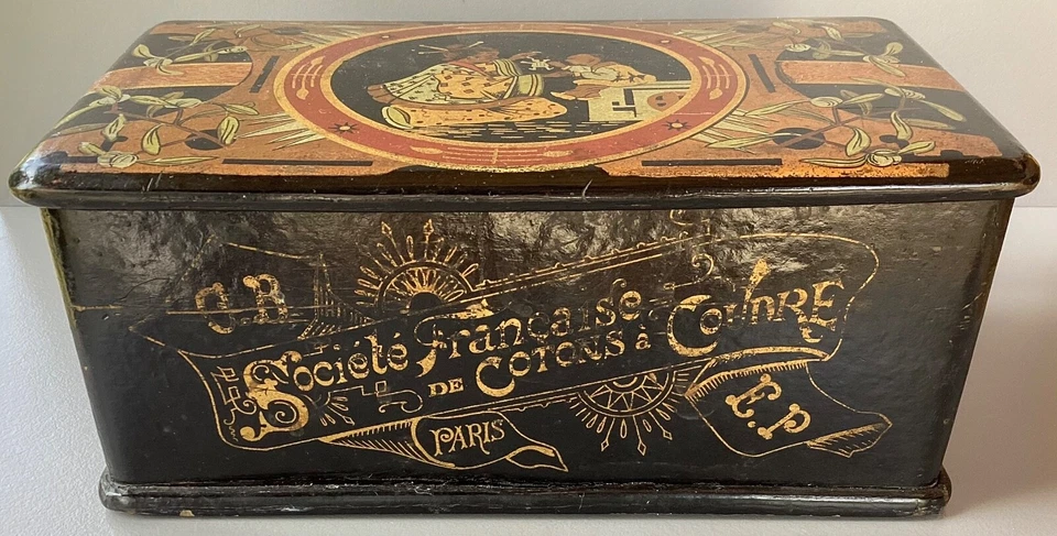 Boîte En Carton Bouilli Napoléon III Société Française De Cotons À Coudre - Photo 4/4