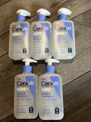 5- CeraVe Paraben And Sulfate Free Baby Wash And Shampoo 8 fl.oz Each