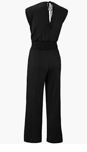Cabi Downtown Jumpsuit Black French Terry Fabric Back Neck Tie Pockets Size XS. - Picture 4 of 20