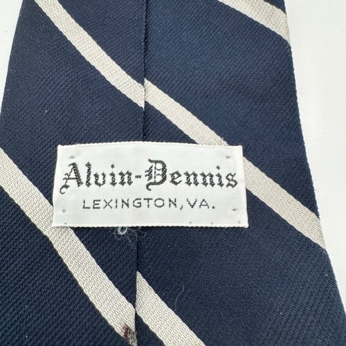 Washington & Lee University Trident Men's Blue Silver Stripe Silk Tie Made USA - Picture 7 of 8