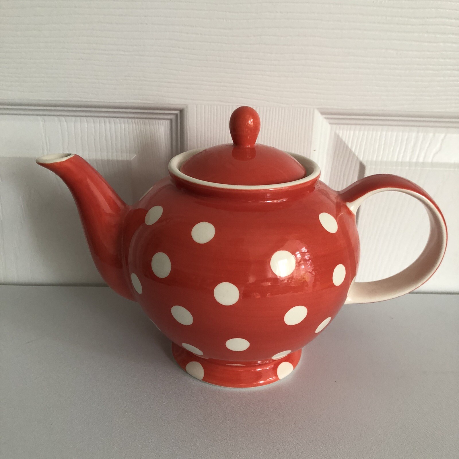 Large Whittard Of Chelsea Florence Teapot Hand Painted Spotted Pinkish