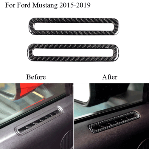For 2015-2019 Ford Mustang Carbon Fiber Air Conditioner Door Vent Outlet Trim - Picture 1 of 12