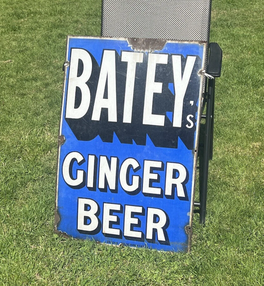 Batey’s Ginger Beer Chromo Wolverhampton Original Enamel Sign VERY RARE