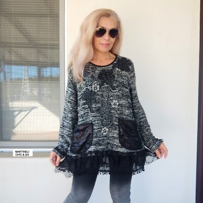 black sweater dress with grey tights Black Anzu Puplum Sweater Mini Dress Line & Dot Black / M main image 0