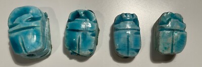 4 Vintage Turquoise  Beetle Scarab Beads  With Holes For Beading