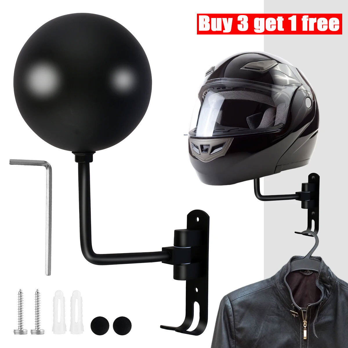 Wall Mount Motorcycle Motorbike Helmet Jacket Hat Display Rack