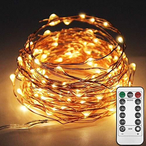 Kupferdraht Lichterkette 8 Modi USB betrieben, Fernbedienung 33 Fuß warmweiß - Bild 2 von 7