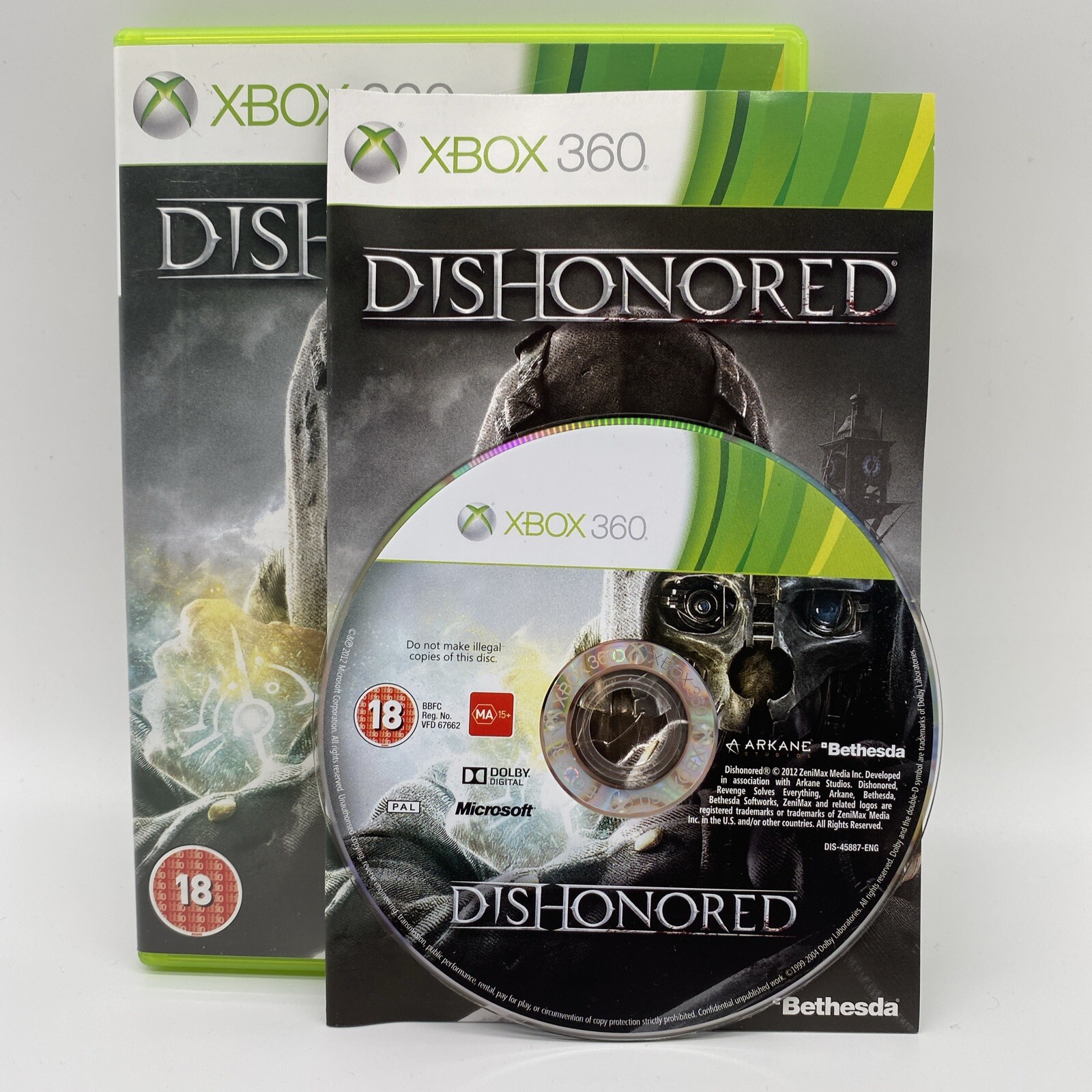 Dishonored (Microsoft Xbox 360, 2012) with Manual