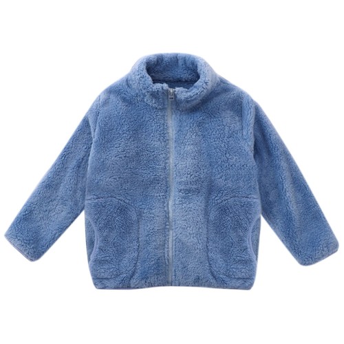 Kids Children Boys Girls Sherpa Fleece Coats Long Sleeve Full Zip Winter Jacket - Picture 10 of 20