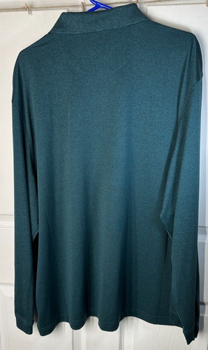 Haggar Cool 18 Pro Long Sleeve Polo Men's XXL Teal Green Casual Dress Office - Picture 5 of 10