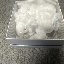 Baby Infant DOUDOU Et Compagnie Paris Lamb Booties WHITE w/blue ears  bottom