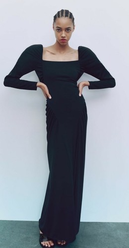 NWT ZARA WOMENS LONG PLEATED DRESS 