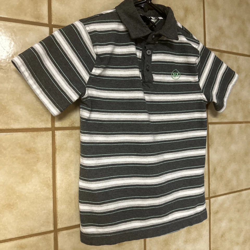 Camisa Polo Shaun Blanca Niños Rayas Gris Cambray y Azul, Schoolcore Niños Talla Pequeña Foto 2 de 4