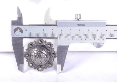 "LOTE DE 6 CONCHOS ANTIGUOS PLATA PICO BERRY WESTERN RODEO CUERO ARTESANAL 1 1/2" - Imagen 7 de 8