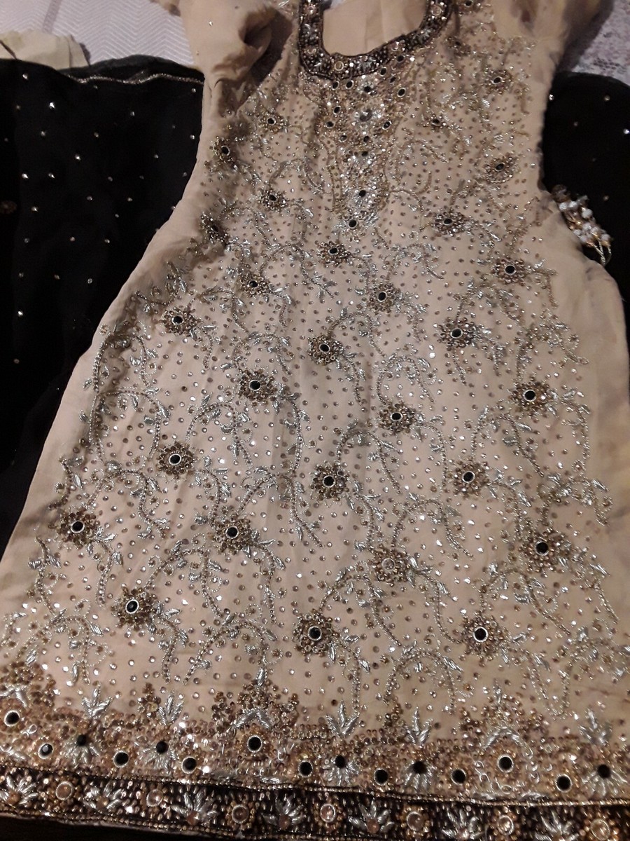 Girls Asian Indian Pakistani Wedding Dress Black And Gold | eBay