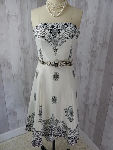 Strapless Aline DRESS~White House/Black Market Cocktail Evening Paisley Sz 0 - Picture 2 of 12