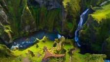 Landscape nature far view mountains water waterfall Custom Gaming Mat Desk