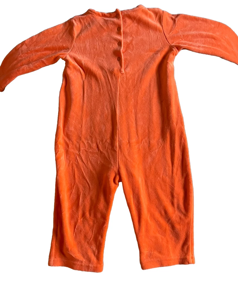 Niña Pequeña Naranja Terciopelo Halloween Calabaza 1 Pieza Conjunto 24 Meses Foto 2 de 4
