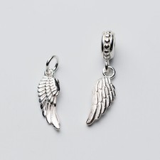 Solid Sterling Silver ANGEL WING CHARM Memorial European PENDANT BRACELET A2182