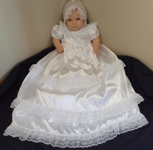 Baby Girl Satin lace Christening Blessing Gown Baptism Formal Dress - Picture 3 of 6