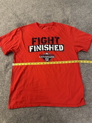 2019 World Series T Shirt Men Large Red Short Sleeve Washington Nationals Used - Picture 7 of 10