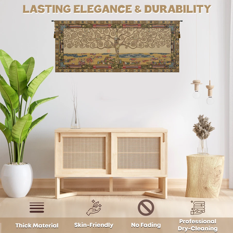 Golden Serenity: A Contemporary Italian   Tapestry of Klimt's Tree of Life - Image 3 of 4