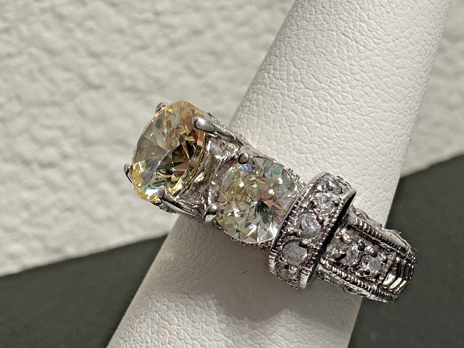 STERLING SILVER SPARKLING THREE SIMULATED GEMSTON… - image 3