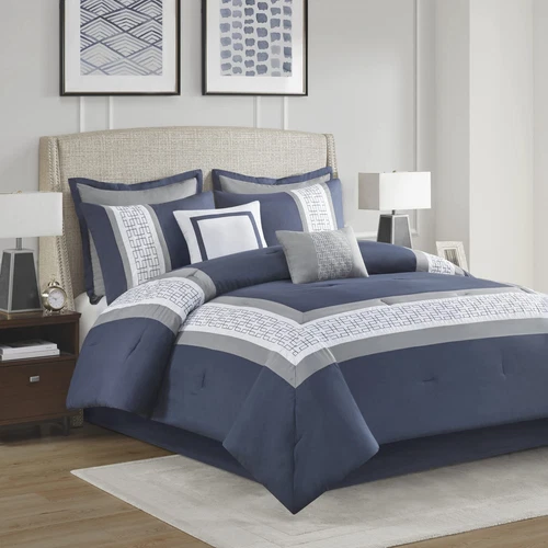 510 DESIGN Powell Cozy Comforter Set Hotel Style Border Design with Geometric