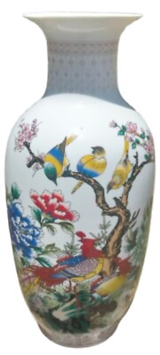 Very detailed Red Phoenix with Birds and beautiful Peonies flowers H = 14 inches