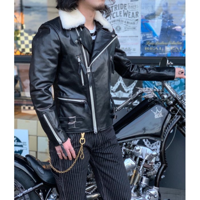 SKULL FLIGHT Leather Jacket Twin Zip Riders SFL23-001 Motorcycle 