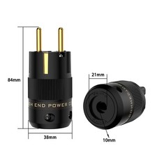 Pair EU Schuko Power Plug for HiFi Audio Cable DIY 24k Gold Plated Connector