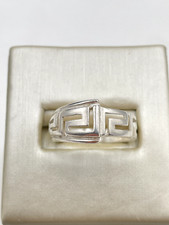 STERLING SILVER 925 4mm GREEK KEY BAND SIZE 8 RING 3.1g