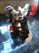 Vintage Artmark Anthromorphic Dancing Dog Salt And Pepper Shakers Poodle Japan