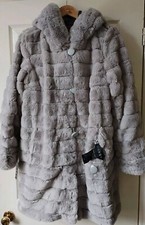 Nuage Reversible Faux Fur Coat Grey/charcoal Medium