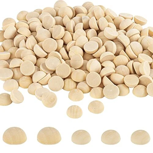 400pcs Small Half Wooden Beads for Crafts - Wooden Balls for Crafts