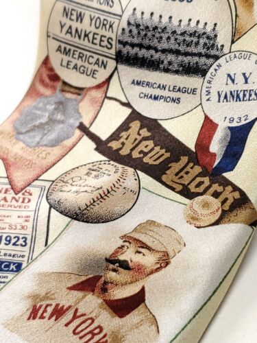 MUSEUM ARTIFACTS Handmade in USA 100% Silk Tie Mens NEW YORK YANKEES Necktie NEW - Picture 2 of 10